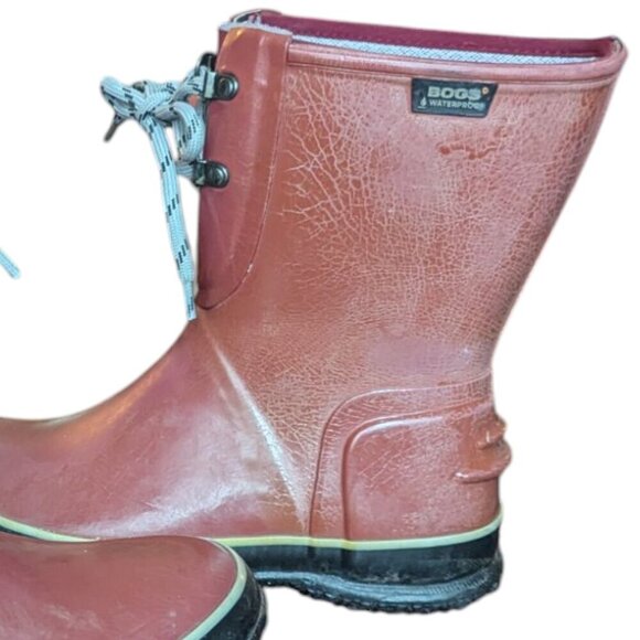 Bogs Urban Farmer Red Rain Snow Waterproof Boots Lace Up Women’s Size 9 - Picture 10 of 11